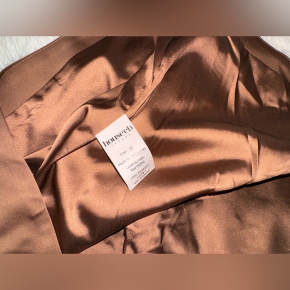 NWOT House of CB BIANCA MOCHA SATIN CORSET MIDI DRESS sz XS - Picture 5 of 6